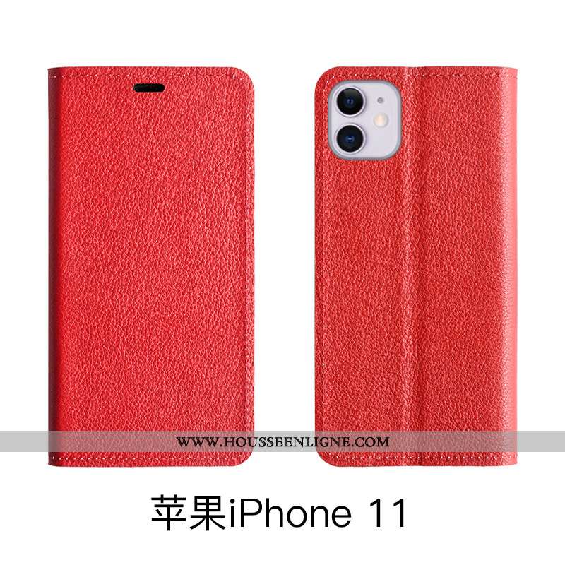Housse iPhone 11 Cuir Protection Tout Compris Coque Véritable Téléphone Portable Marron