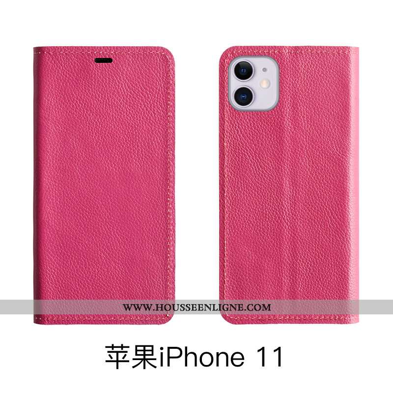 Housse iPhone 11 Cuir Protection Tout Compris Coque Véritable Téléphone Portable Marron