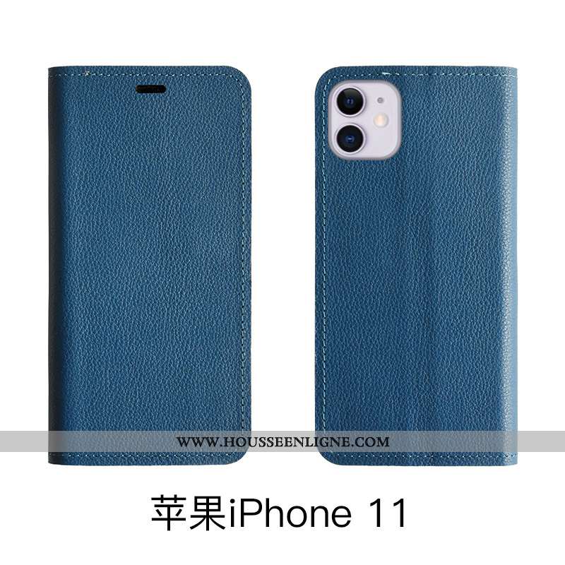 Housse iPhone 11 Cuir Protection Tout Compris Coque Véritable Téléphone Portable Marron