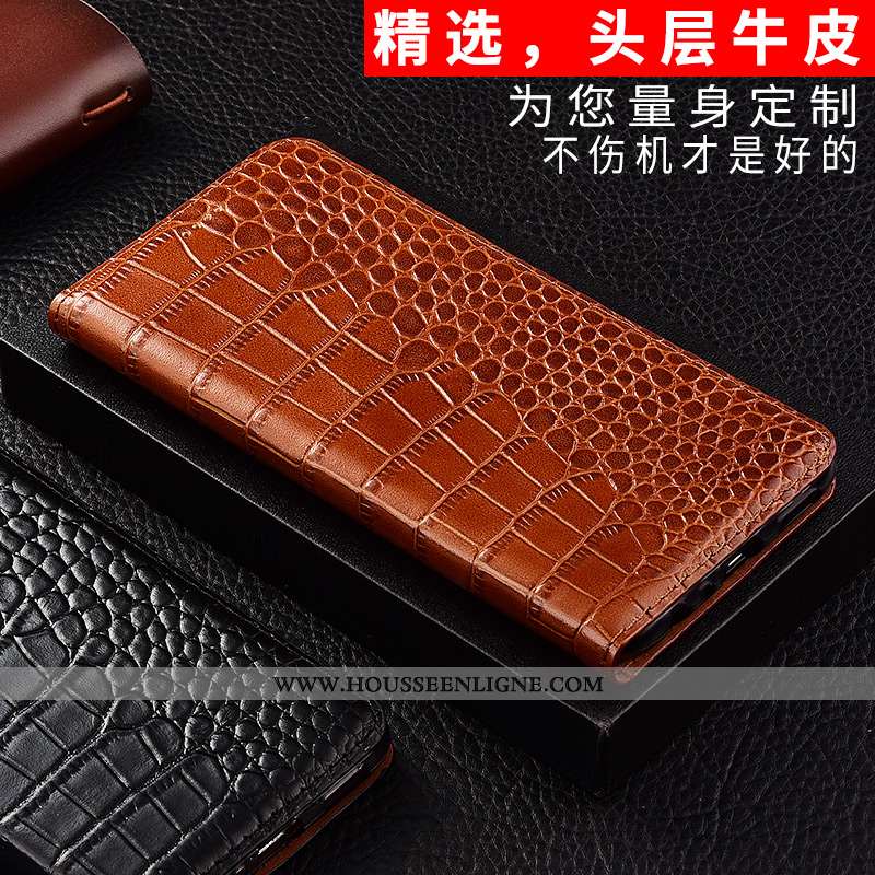Housse iPhone 11 Cuir Véritable Modèle Fleurie Crocodile Étui Téléphone Portable Silicone Protection