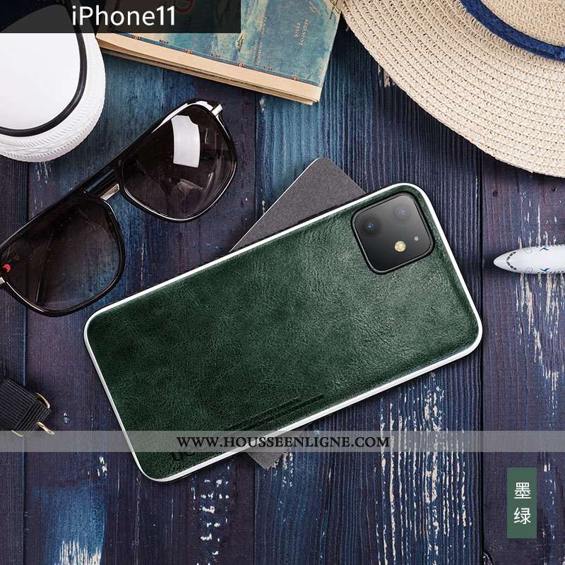 Housse iPhone 11 Cuir Véritable Tendance Luxe Nouveau Jaune Cuir Bovins