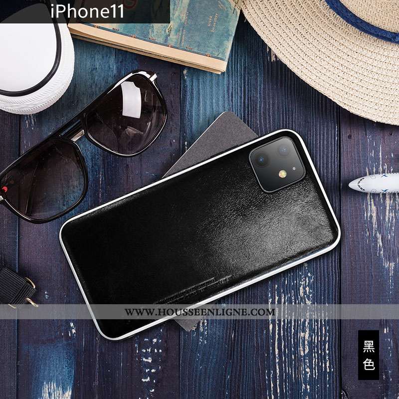 Housse iPhone 11 Cuir Véritable Tendance Luxe Nouveau Jaune Cuir Bovins