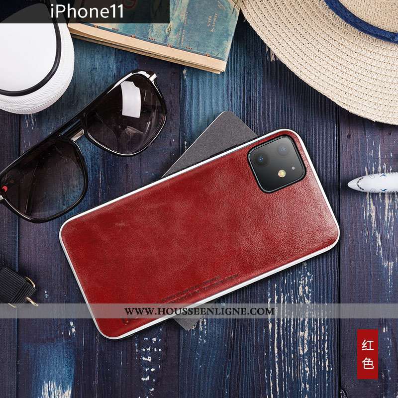 Housse iPhone 11 Cuir Véritable Tendance Luxe Nouveau Jaune Cuir Bovins