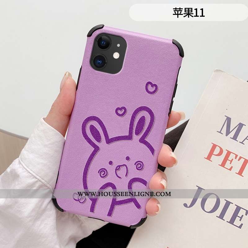 Housse iPhone 11 Dessin Animé Charmant Cuir Téléphone Portable Silicone Incassable Étui Rouge