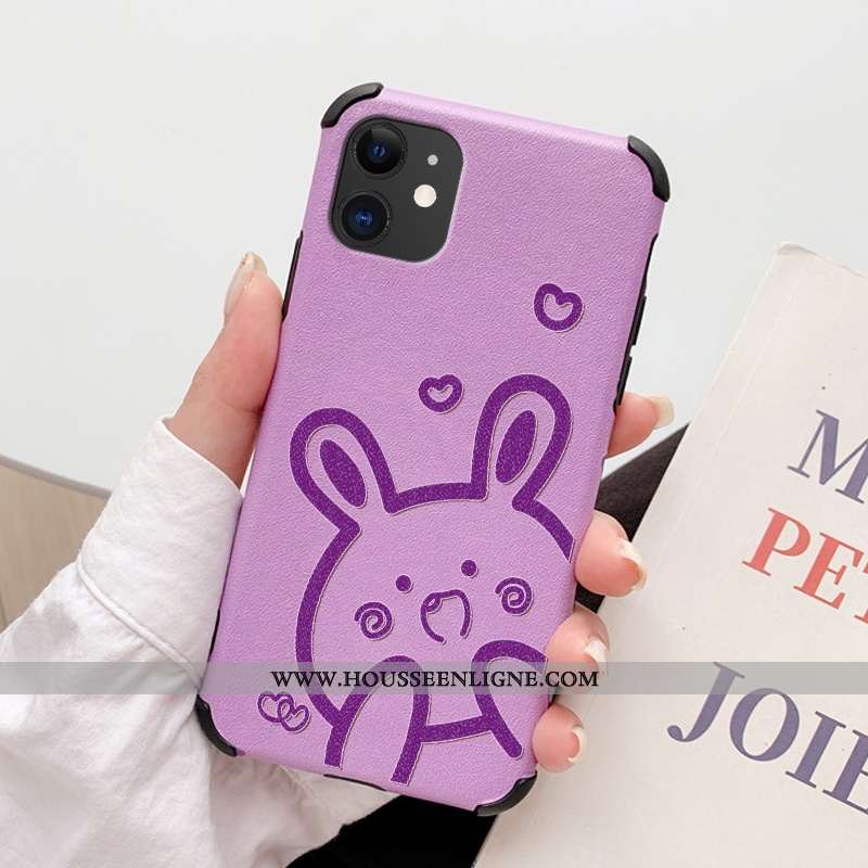 Housse iPhone 11 Dessin Animé Charmant Cuir Téléphone Portable Silicone Incassable Étui Rouge