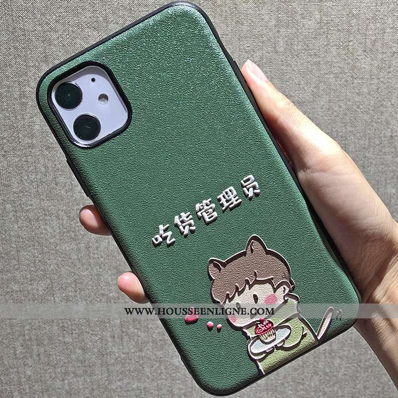 Housse iPhone 11 Dessin Animé Gaufrage Simple Soie Mulberry Téléphone Portable Rose Difficile