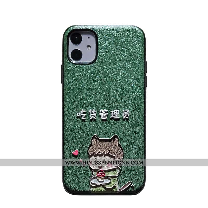 Housse iPhone 11 Dessin Animé Gaufrage Simple Soie Mulberry Téléphone Portable Rose Difficile