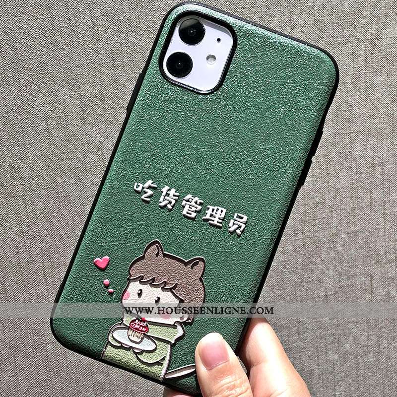 Housse iPhone 11 Dessin Animé Gaufrage Simple Soie Mulberry Téléphone Portable Rose Difficile
