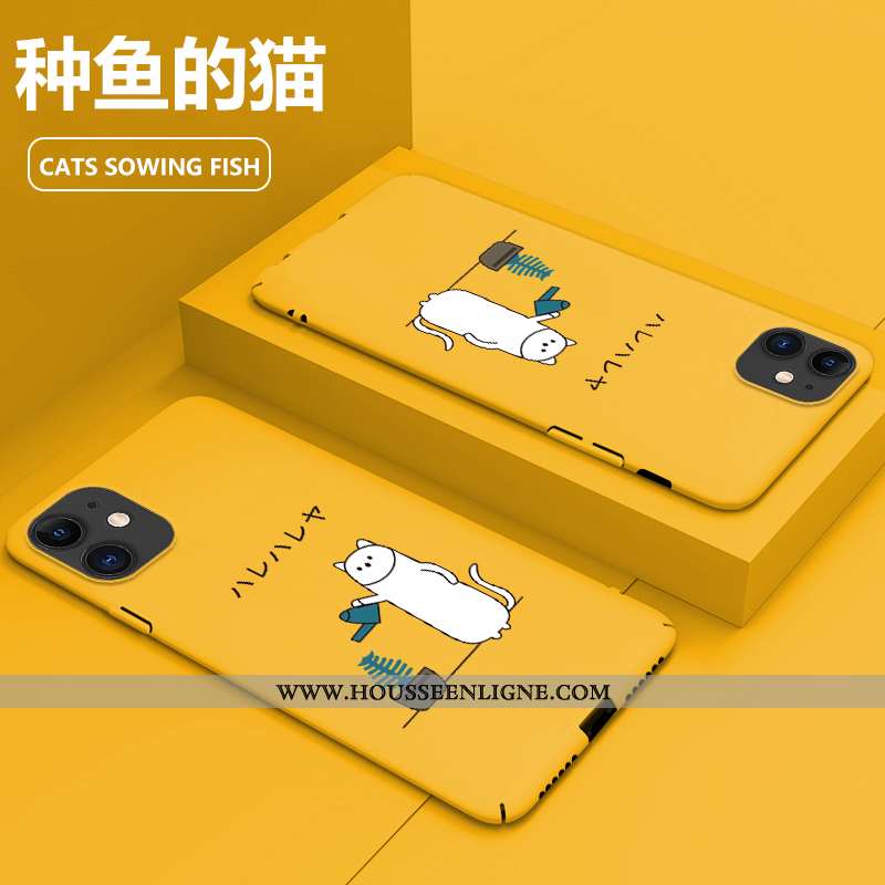Housse iPhone 11 Délavé En Daim Personnalité Tout Compris Jaune Incassable Protection Coque