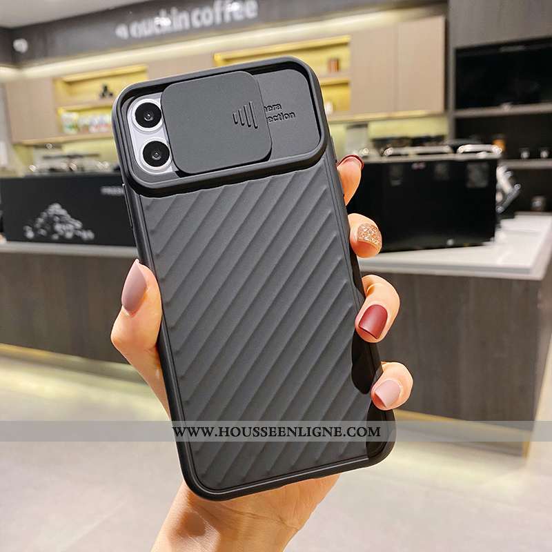 Housse iPhone 11 Mode Protection Créatif Personnalité Incassable Simple Net Rouge Noir