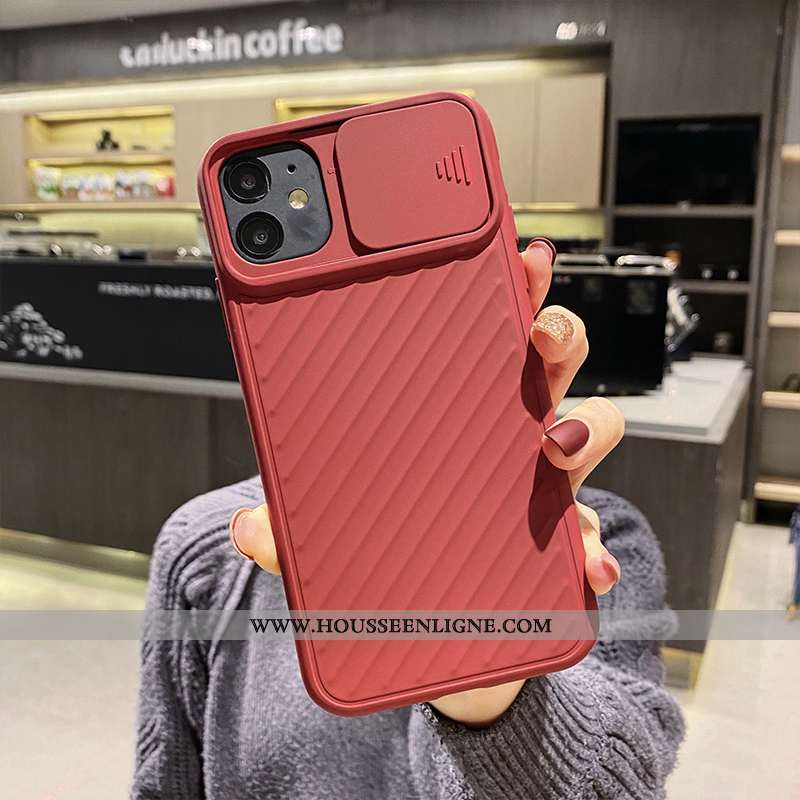 Housse iPhone 11 Mode Protection Créatif Personnalité Incassable Simple Net Rouge Noir