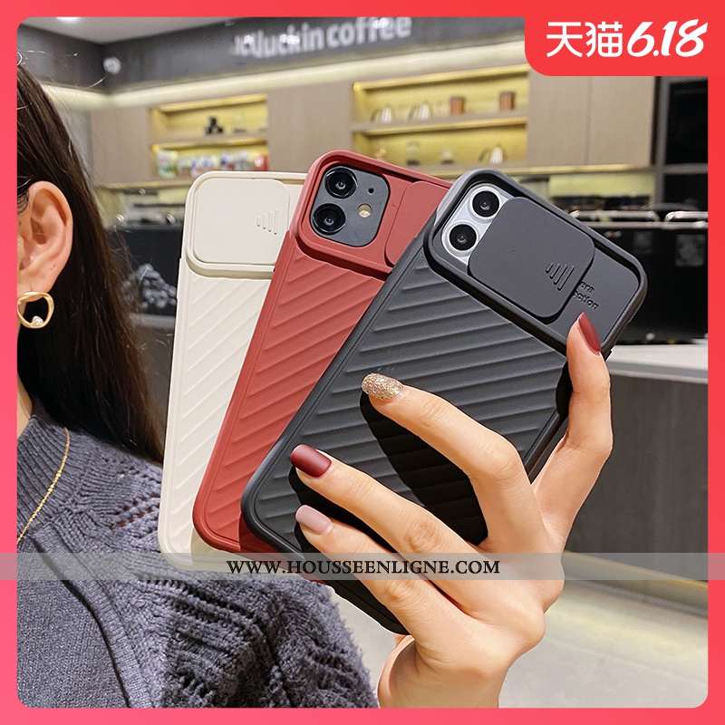 Housse iPhone 11 Mode Protection Créatif Personnalité Incassable Simple Net Rouge Noir