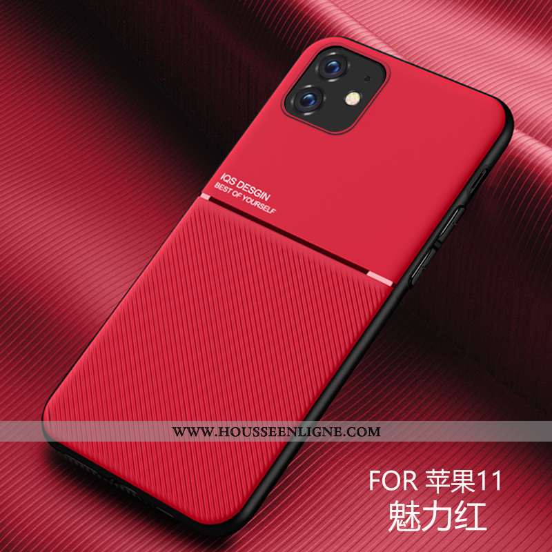 Housse iPhone 11 Modèle Fleurie Fluide Doux Nouveau Protection Cuir Personnalité Tendance Rouge