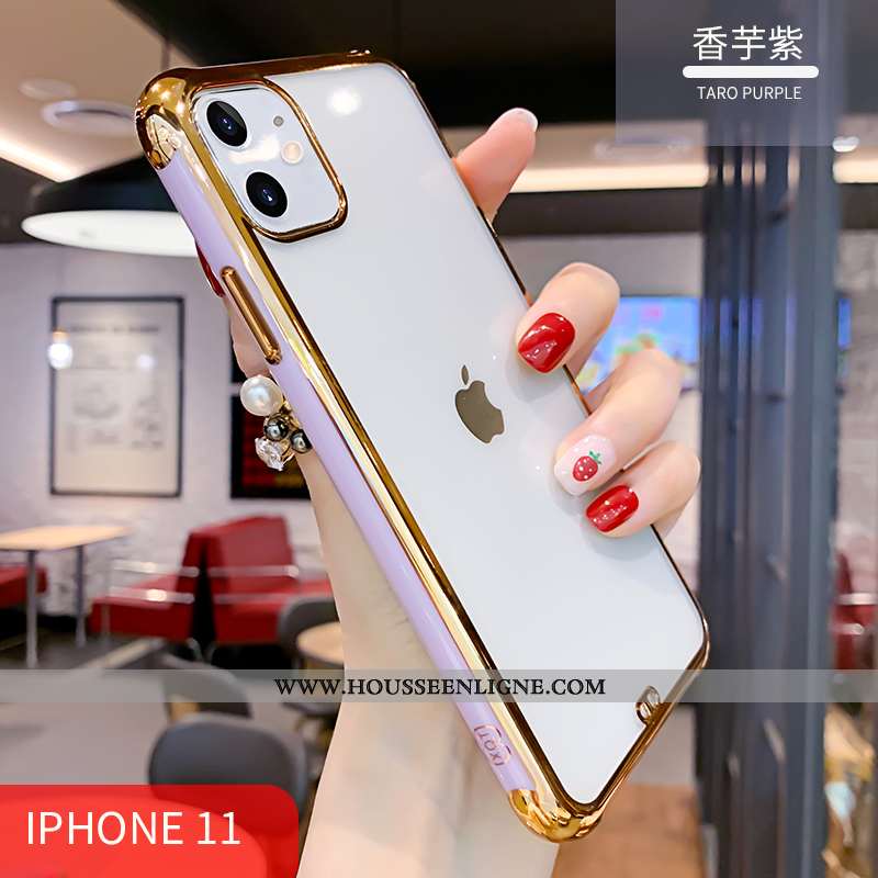Housse iPhone 11 Personnalité Créatif Luxe Transparent Téléphone Portable Étui Silicone Rouge