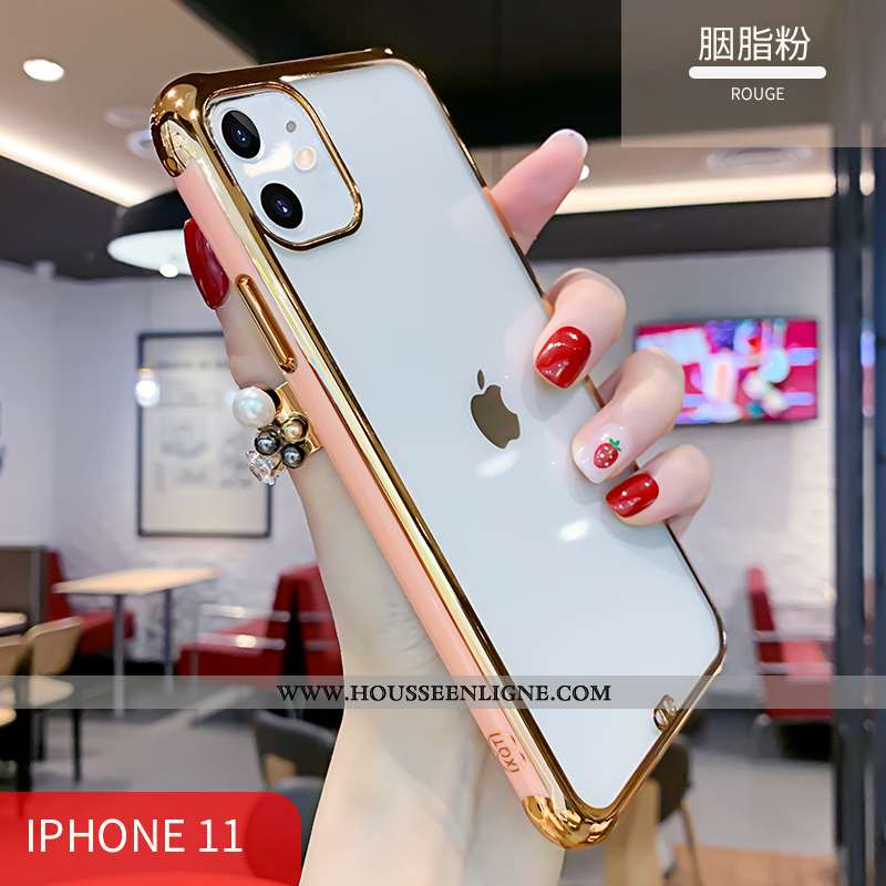Housse iPhone 11 Personnalité Créatif Luxe Transparent Téléphone Portable Étui Silicone Rouge