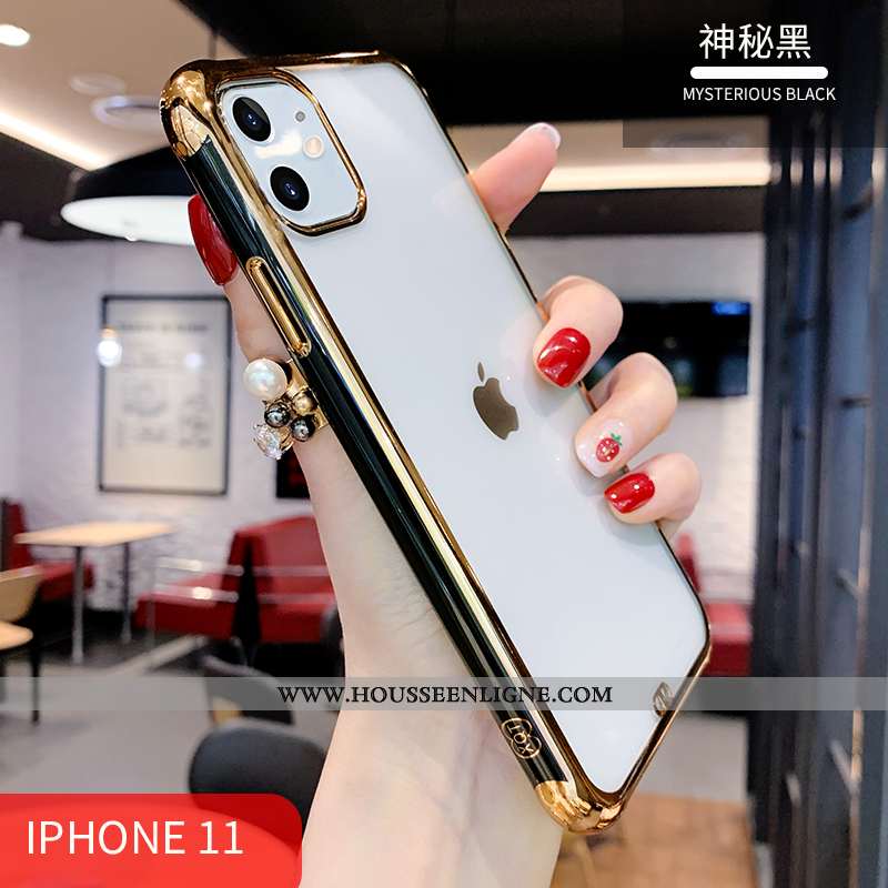 Housse iPhone 11 Personnalité Créatif Luxe Transparent Téléphone Portable Étui Silicone Rouge