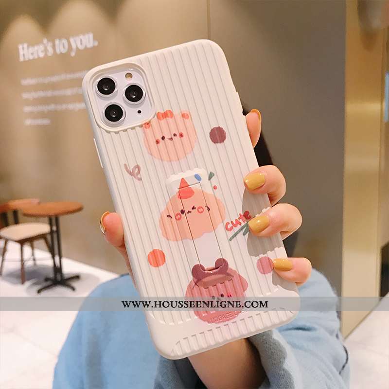 Housse iPhone 11 Pro Charmant Tendance Dessin Animé Chiens Personnalité Incassable Coque Rose