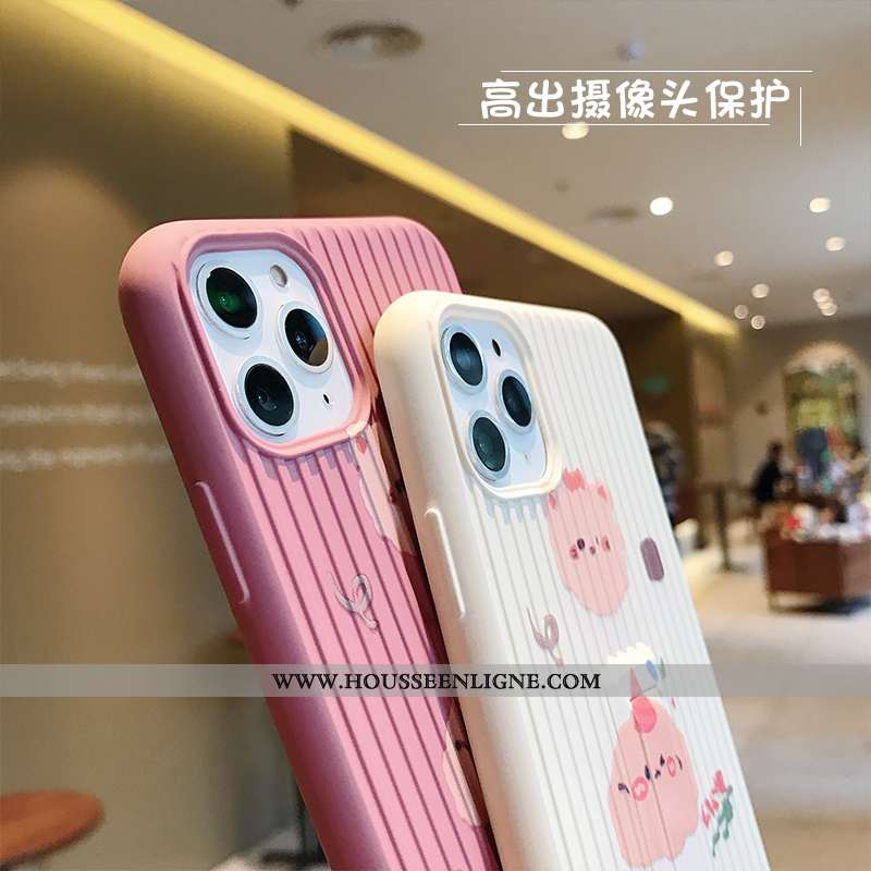 Housse iPhone 11 Pro Charmant Tendance Dessin Animé Chiens Personnalité Incassable Coque Rose