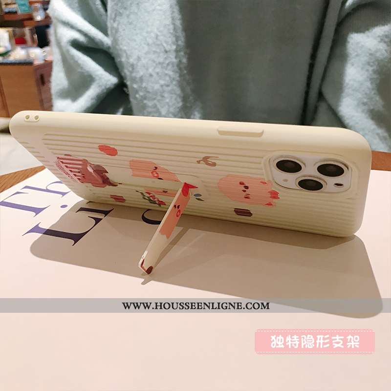 Housse iPhone 11 Pro Charmant Tendance Dessin Animé Chiens Personnalité Incassable Coque Rose