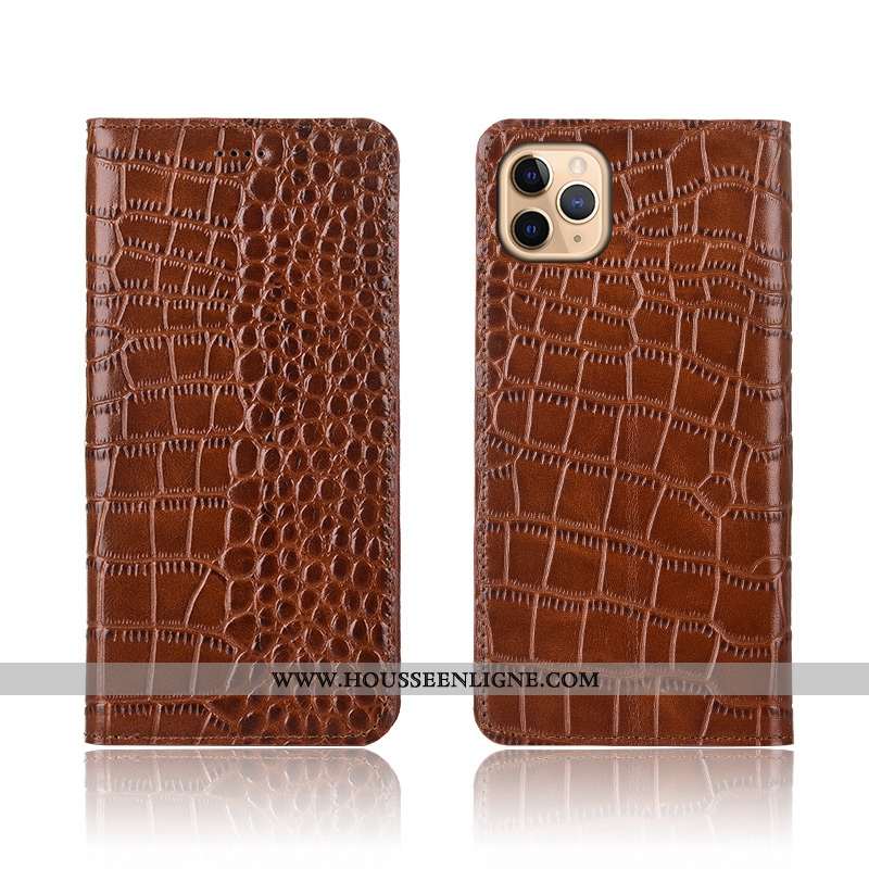Housse iPhone 11 Pro Cuir Véritable Modèle Fleurie Noir Incassable Protection Silicone Téléphone Por