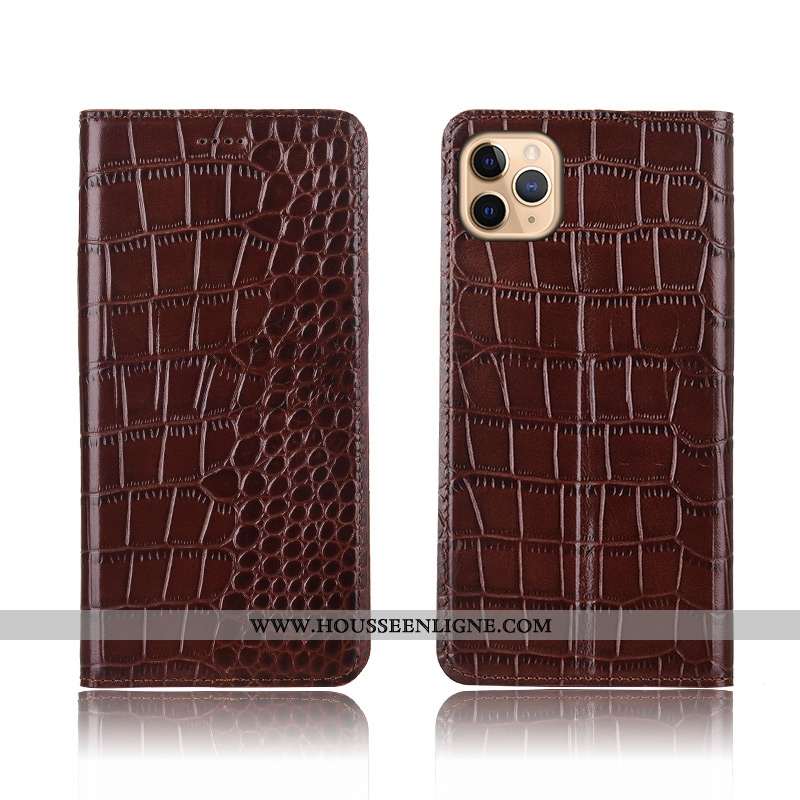 Housse iPhone 11 Pro Cuir Véritable Modèle Fleurie Noir Incassable Protection Silicone Téléphone Por