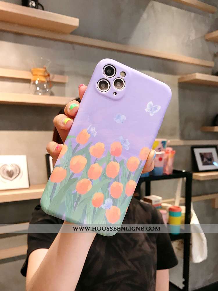 Housse iPhone 11 Pro Fluide Doux Délavé En Daim Tout Compris Violet Incassable Coque Vent