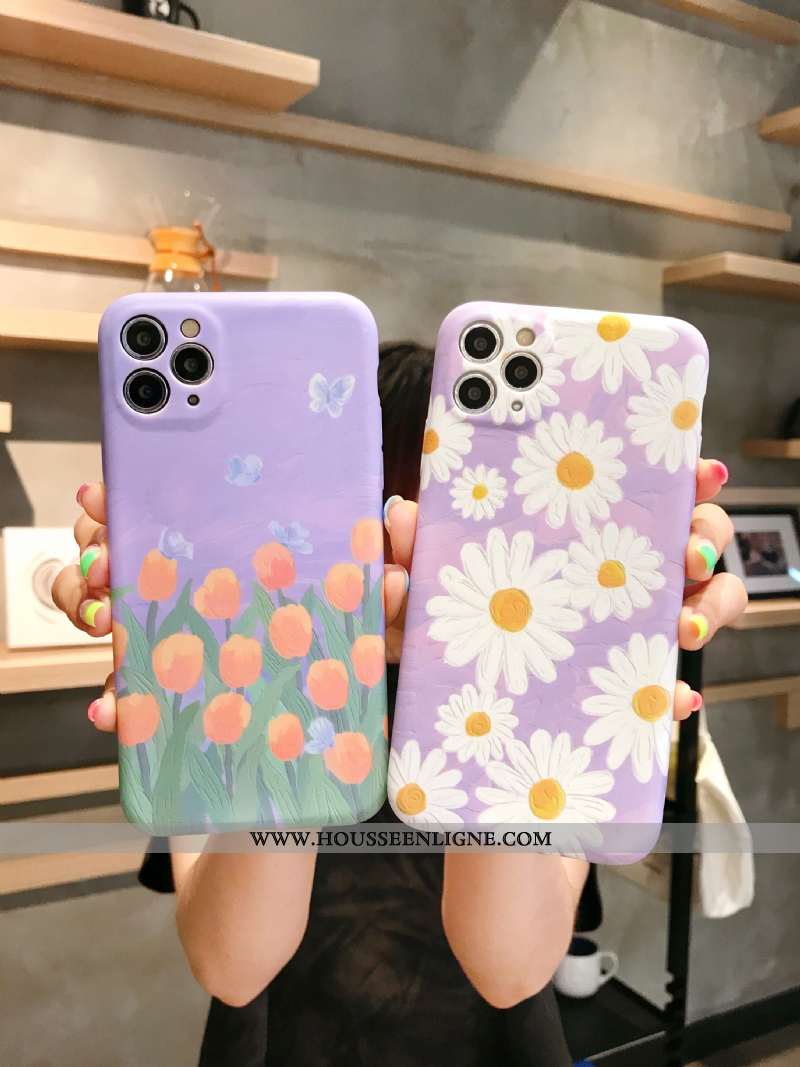 Housse iPhone 11 Pro Fluide Doux Délavé En Daim Tout Compris Violet Incassable Coque Vent