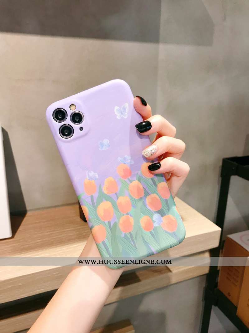 Housse iPhone 11 Pro Fluide Doux Délavé En Daim Tout Compris Violet Incassable Coque Vent