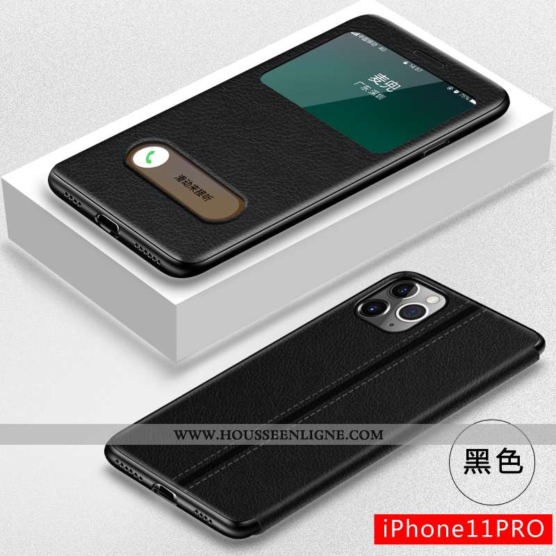 Housse iPhone 11 Pro Fluide Doux Silicone Cuir Bleu Marin Téléphone Portable Créatif Incassable Bleu
