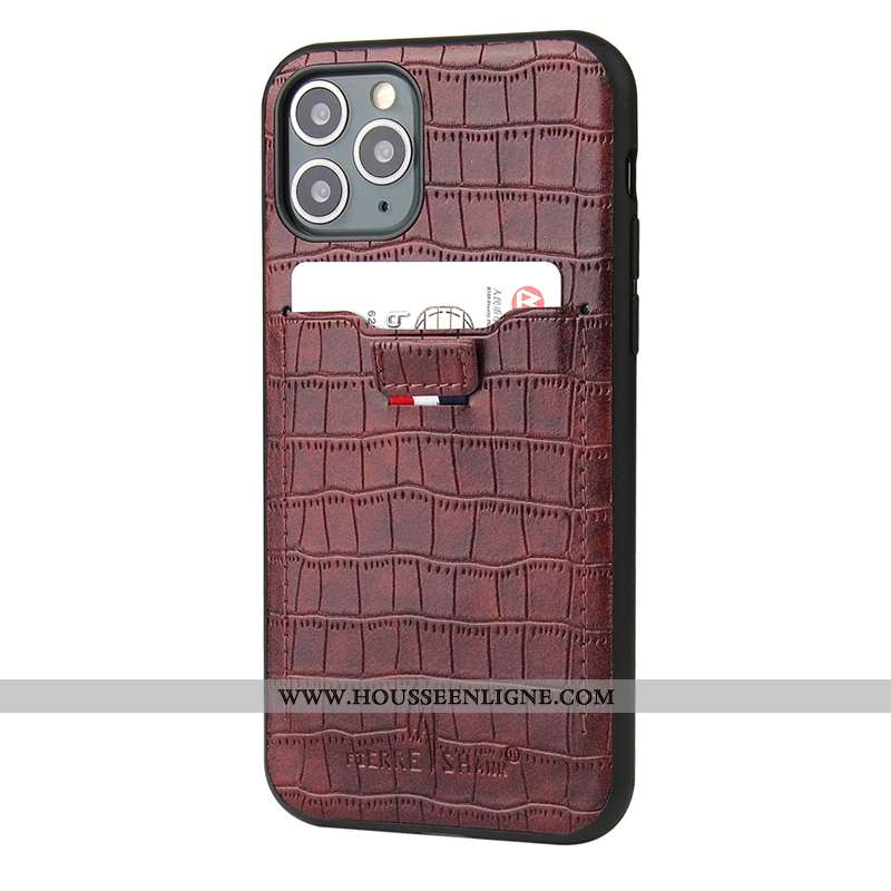 Housse iPhone 11 Pro Légère Cuir Rouge Carte Bancaire Modèle Fleurie Incassable Ultra