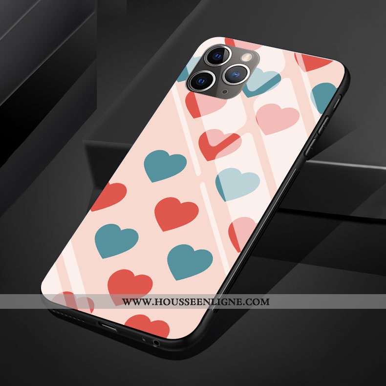 Housse iPhone 11 Pro Max Créatif Silicone Amour Rose Téléphone Portable Coque Point D'onde