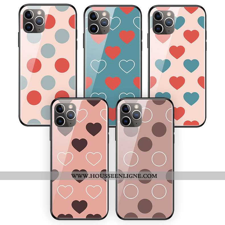 Housse iPhone 11 Pro Max Créatif Silicone Amour Rose Téléphone Portable Coque Point D'onde
