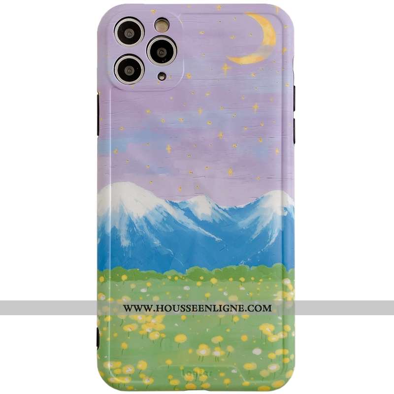 Housse iPhone 11 Pro Max Créatif Silicone Tout Compris Incassable Violet Vent Coque