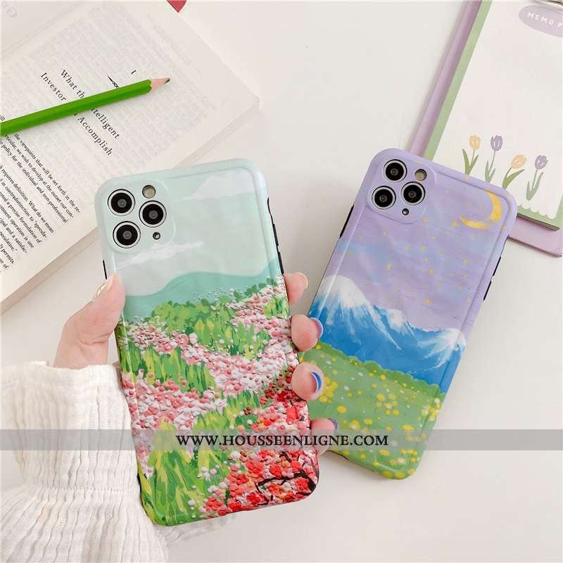 Housse iPhone 11 Pro Max Créatif Silicone Tout Compris Incassable Violet Vent Coque