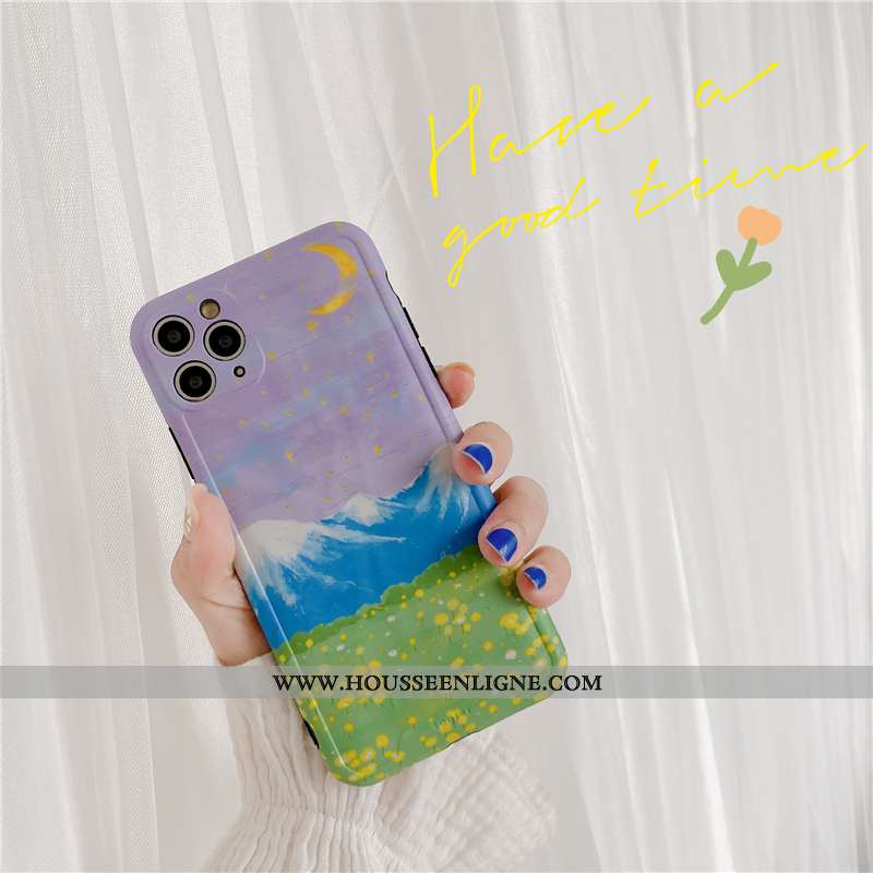 Housse iPhone 11 Pro Max Créatif Silicone Tout Compris Incassable Violet Vent Coque