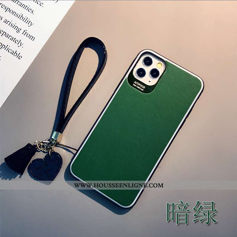 Housse iPhone 11 Pro Max Cuir Protection Tout Compris Personnalité Tendance Incassable Coque Verte