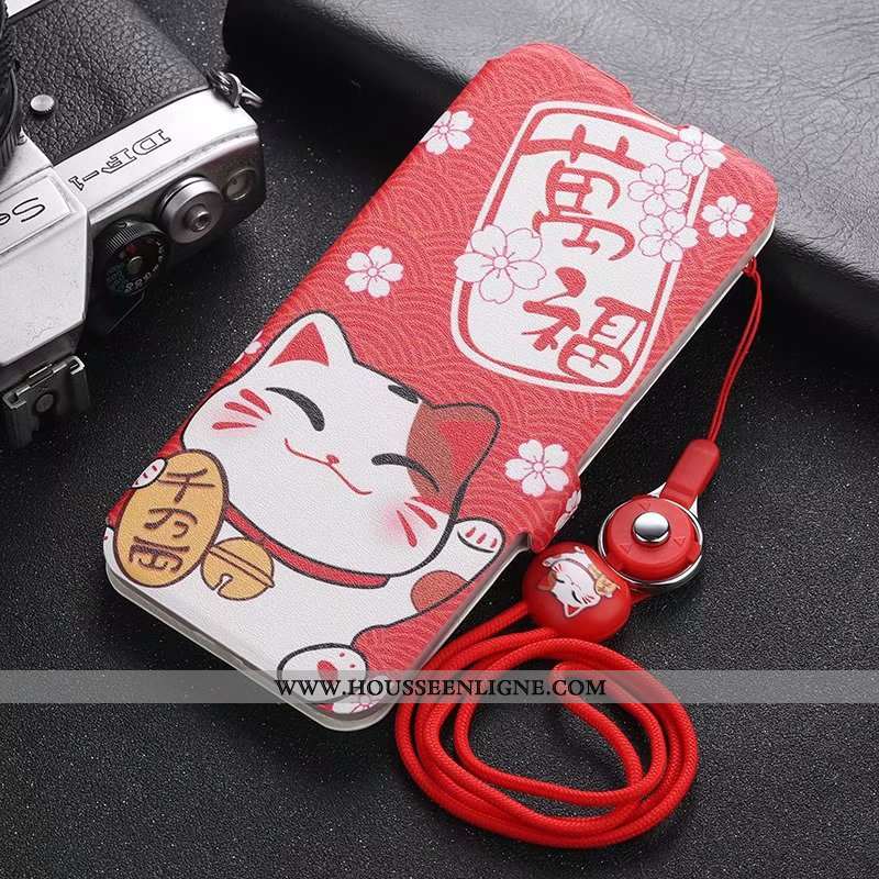 Housse iPhone 11 Pro Max Dessin Animé Tendance Protection Étui Cuir Rouge Silicone