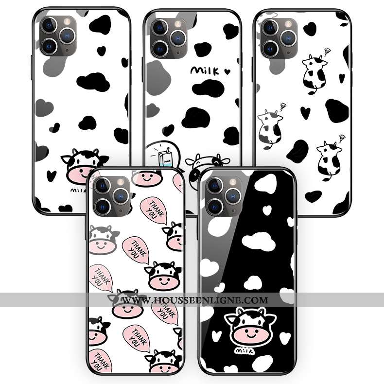 Housse iPhone 11 Pro Max Original Silicone Coque Verre Charmant Noir Téléphone Portable