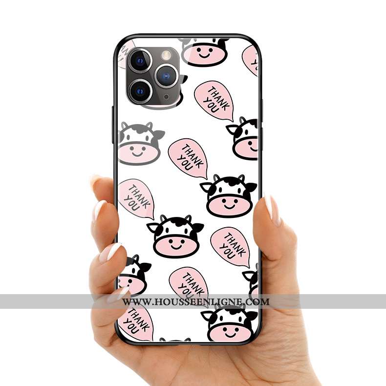 Housse iPhone 11 Pro Max Original Silicone Coque Verre Charmant Noir Téléphone Portable