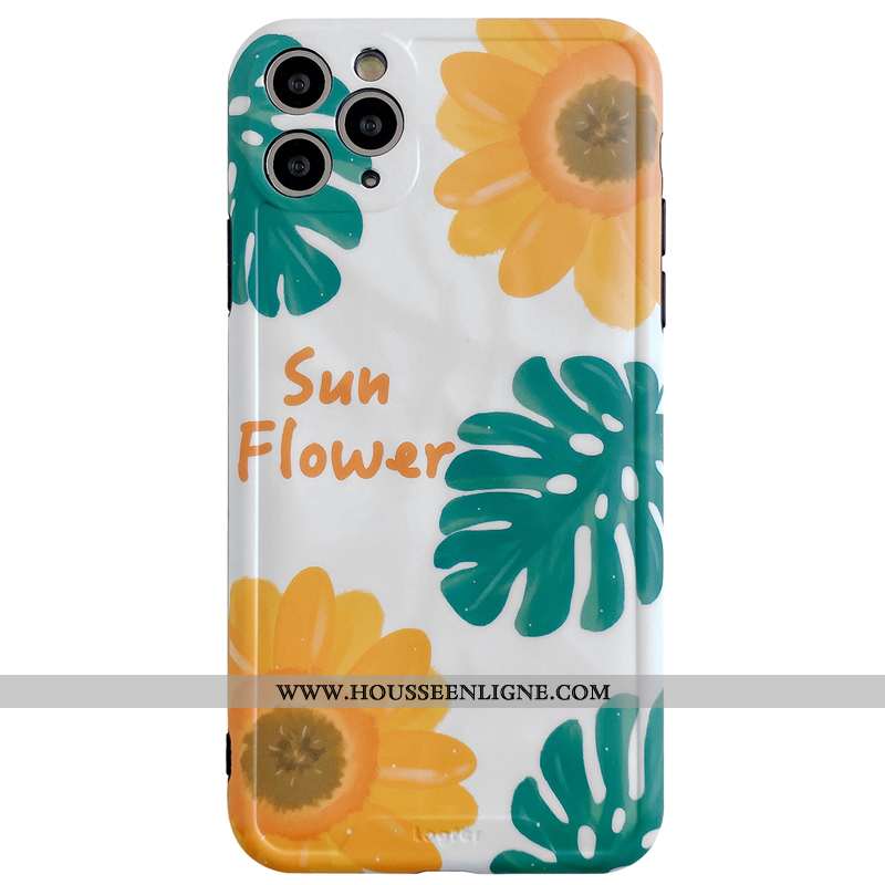 Housse iPhone 11 Pro Max Personnalité Créatif Protection Vent Bleu Étui Fleurs