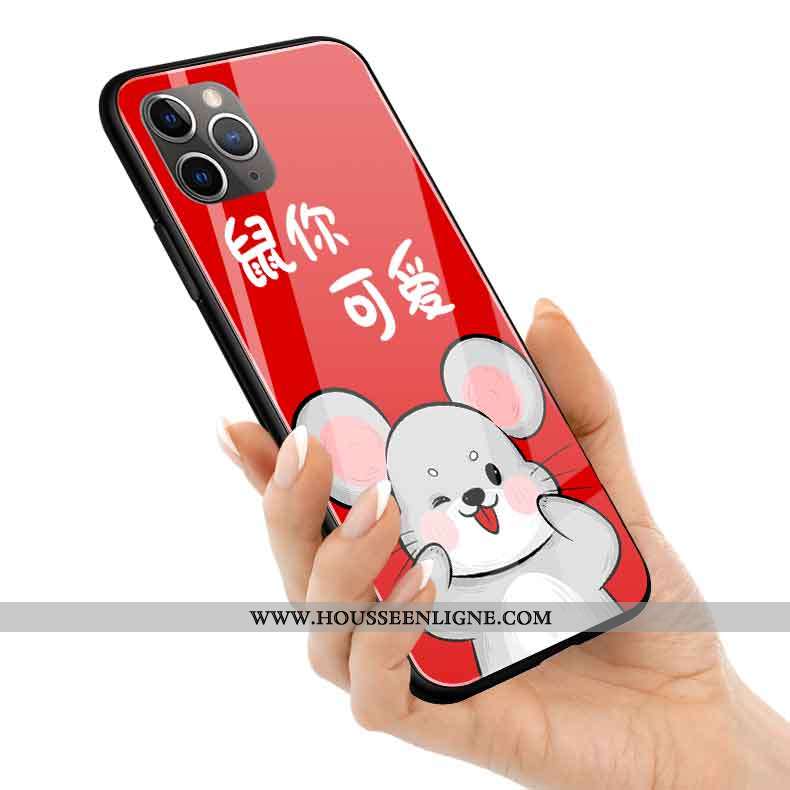 Housse iPhone 11 Pro Max Protection Verre Coque Silicone Rouge Rat Nouveau