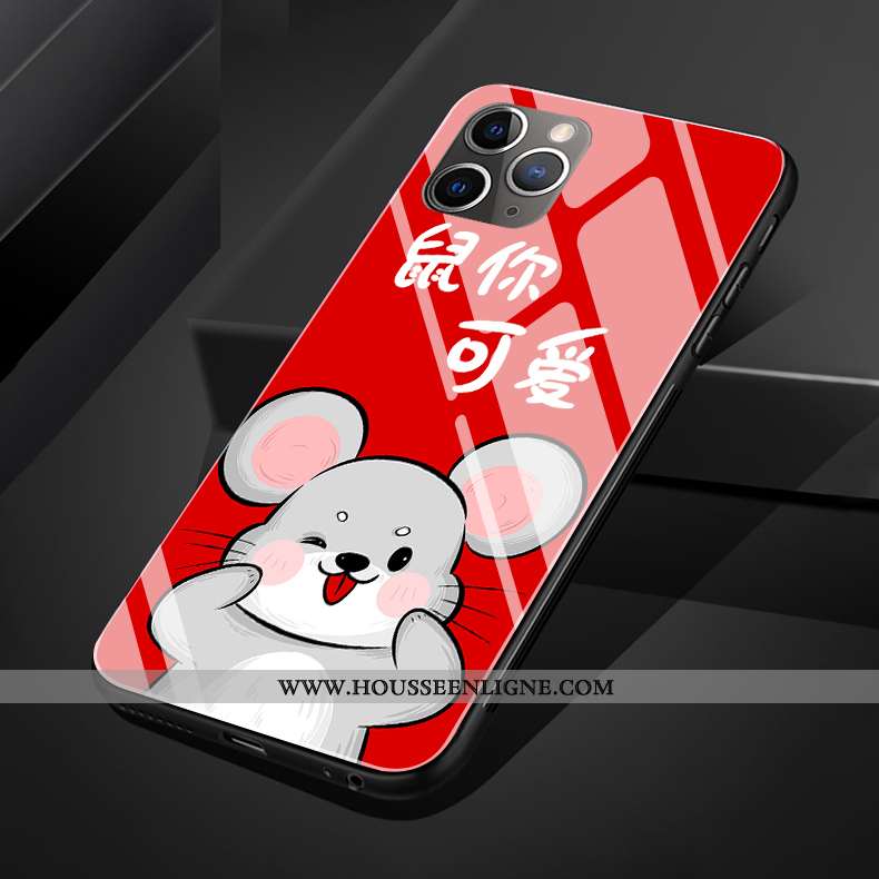 Housse iPhone 11 Pro Max Protection Verre Coque Silicone Rouge Rat Nouveau
