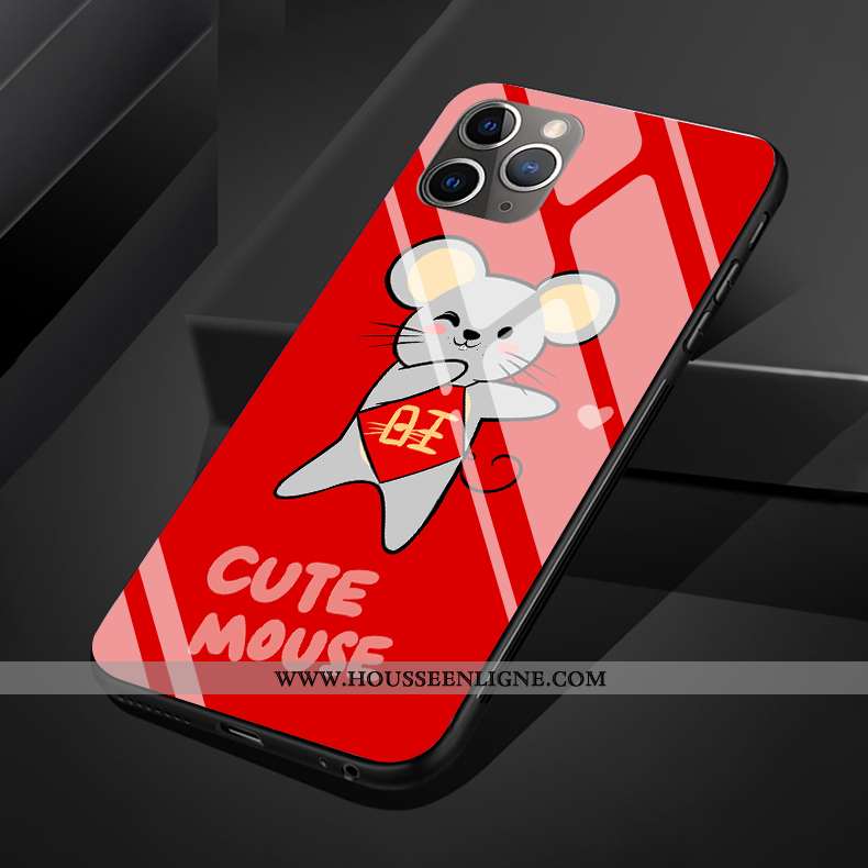 Housse iPhone 11 Pro Max Protection Verre Coque Silicone Rouge Rat Nouveau
