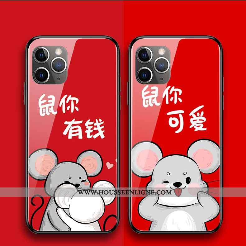 Housse iPhone 11 Pro Max Protection Verre Coque Silicone Rouge Rat Nouveau