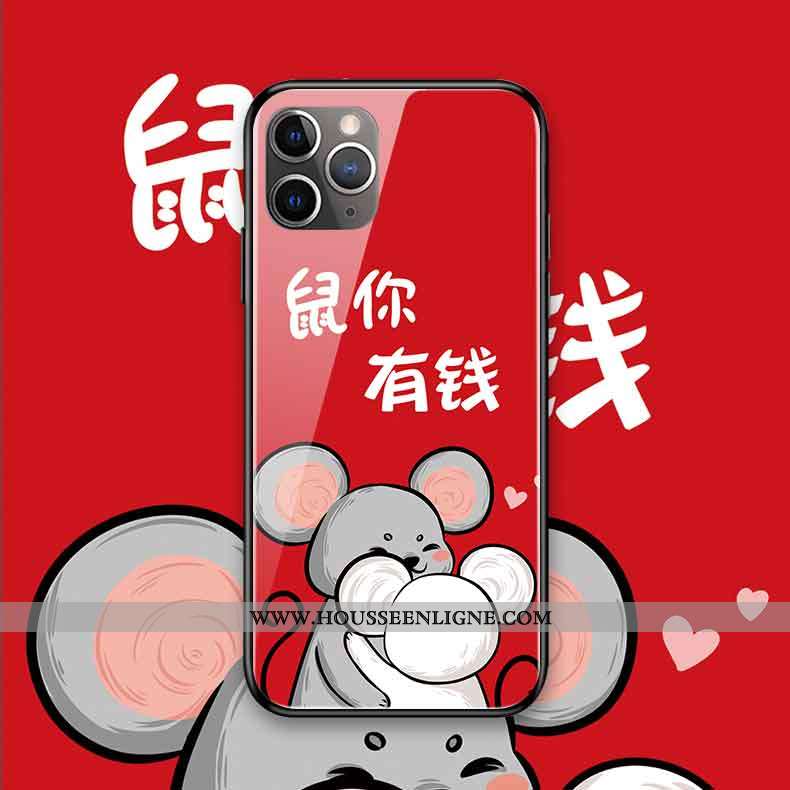 Housse iPhone 11 Pro Max Protection Verre Coque Silicone Rouge Rat Nouveau