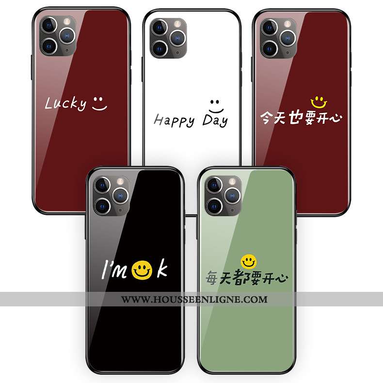 Housse iPhone 11 Pro Max Silicone Protection Rouge Verre Téléphone Portable Simple Cœur