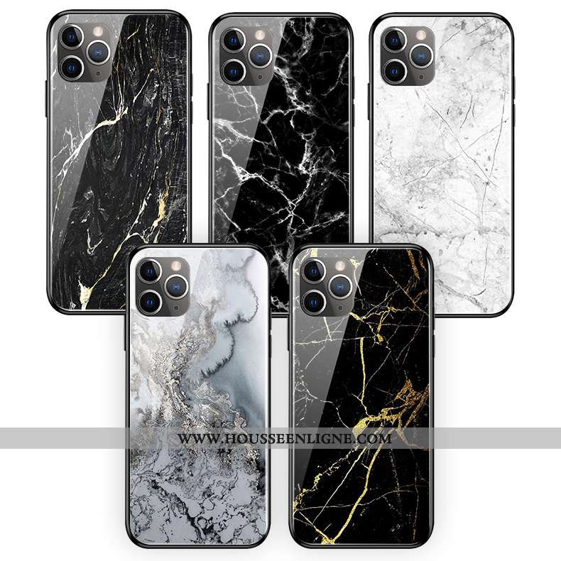 Housse iPhone 11 Pro Max Silicone Protection Téléphone Portable Noir Simple Verre Modèle Fleurie