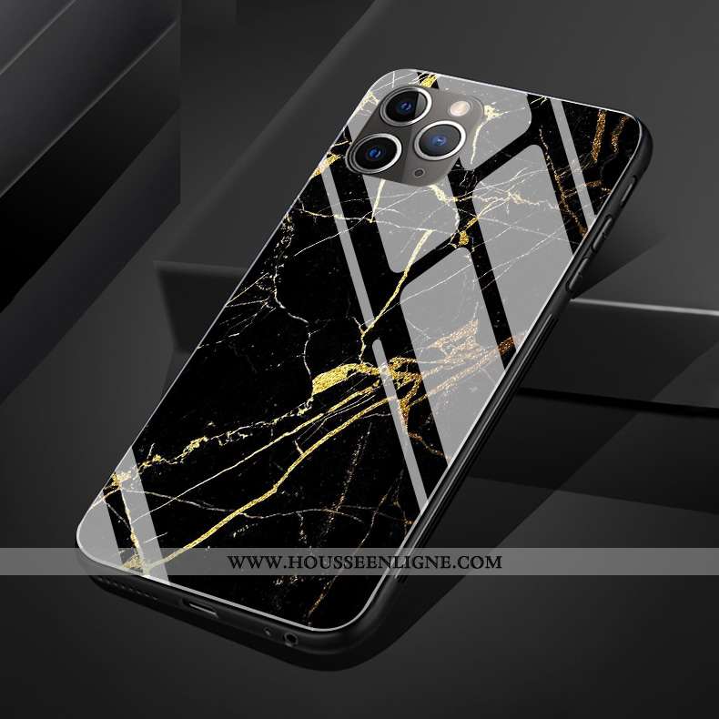 Housse iPhone 11 Pro Max Silicone Protection Téléphone Portable Noir Simple Verre Modèle Fleurie