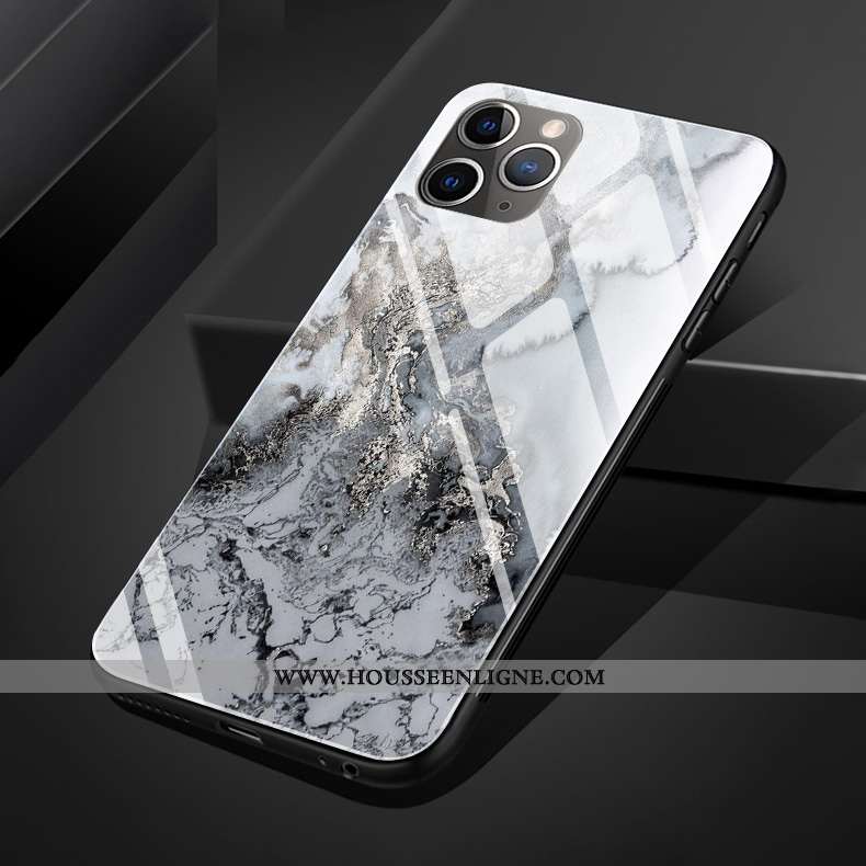 Housse iPhone 11 Pro Max Silicone Protection Téléphone Portable Noir Simple Verre Modèle Fleurie