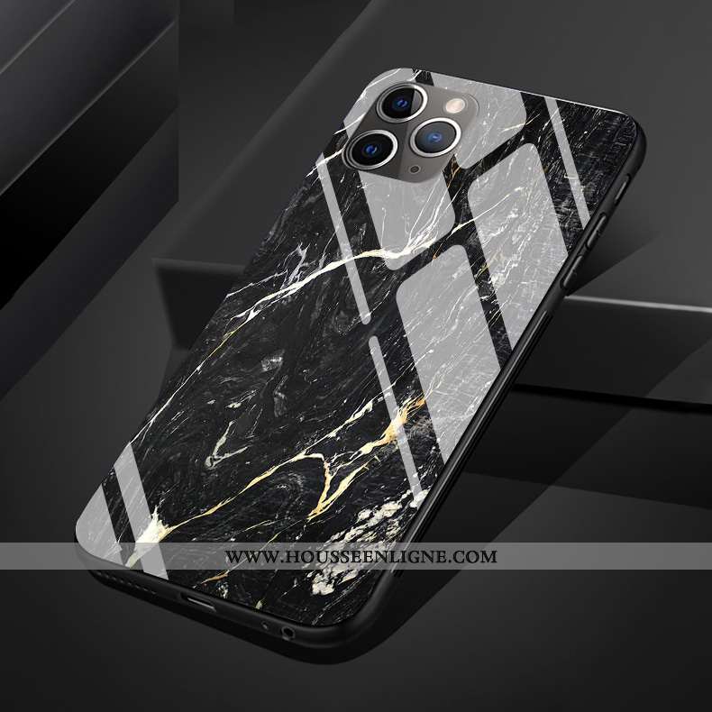 Housse iPhone 11 Pro Max Silicone Protection Téléphone Portable Noir Simple Verre Modèle Fleurie